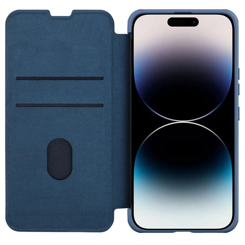 Nillkin Qin Cloth Pro Case Case for iPhone 14 Pro Max Camera Cover Holster Cover Flip Case Blueeng