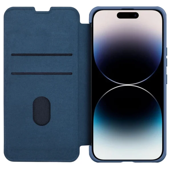 Nillkin Qin Cloth Pro Case Case for iPhone 14 Pro Max Camera Cover Holster Cover Flip Case Blueeng