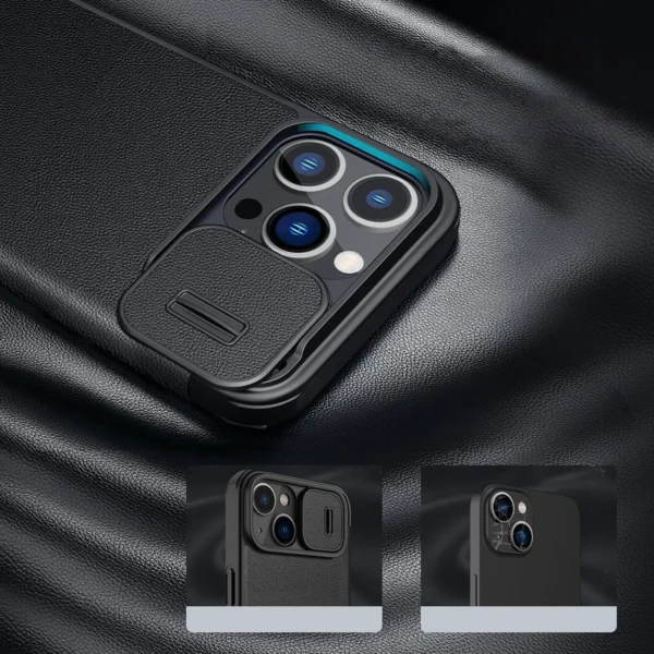Nillkin Qin Cloth Pro Case Case for iPhone 14 Pro Max Camera Cover Holster Cover Flip Case Blueeng