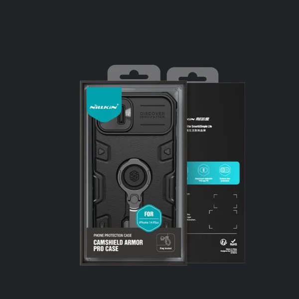 Nillkin CamShield Armor Pro Case iPhone 14 Plus armored cover with camera cover ring stand blueeng