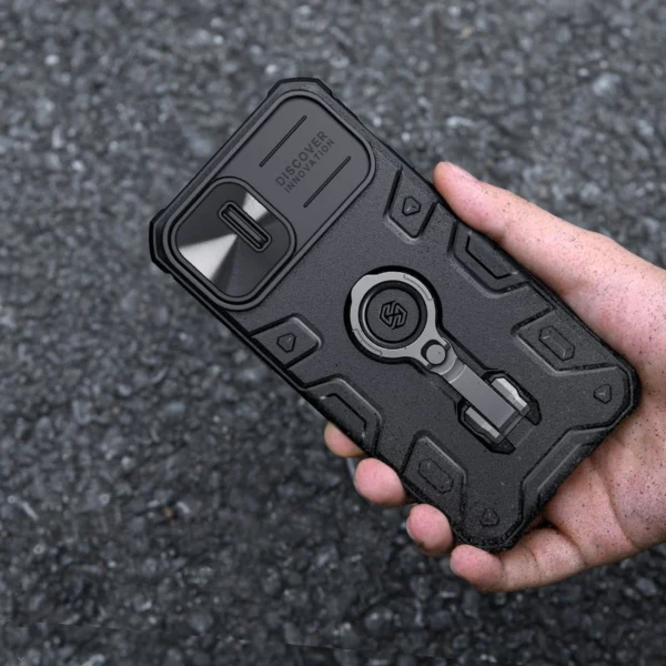 Nillkin CamShield Armor Pro Case iPhone 14 Plus armored cover with camera cover ring stand blueeng