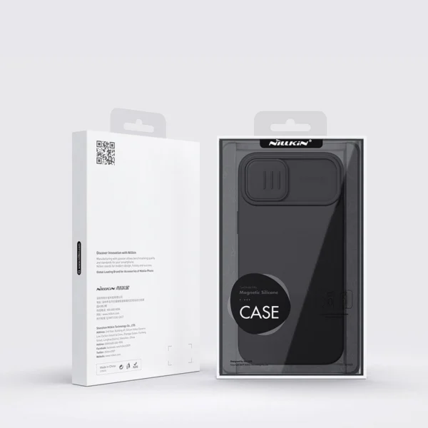 Nillkin CamShield Magnetic Silicone Case iPhone 14 Plus Magnetic MagSafe Cover with Camera Protector Blackeng