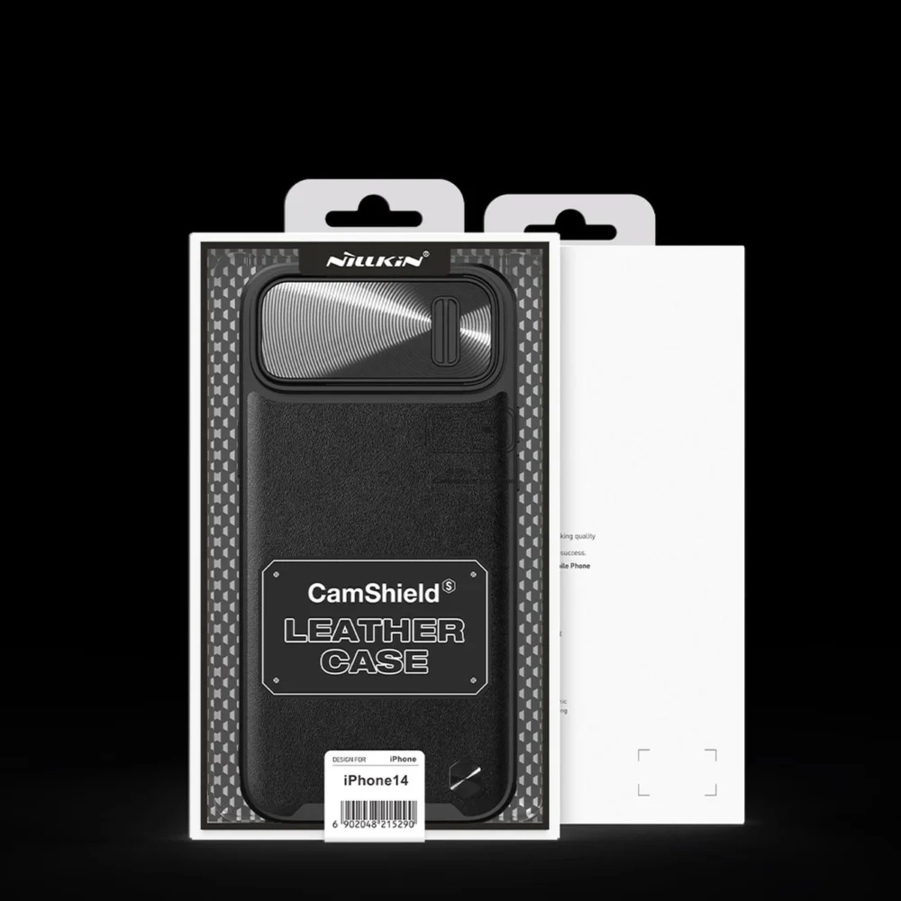 Nillkin CamShield Leather S Case iPhone 14 case cover with camera cover blackeng