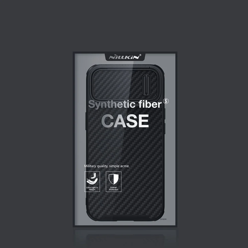 Nillkin Synthetic Fiber S Case iPhone 14 Plus case with camera cover, blackeng