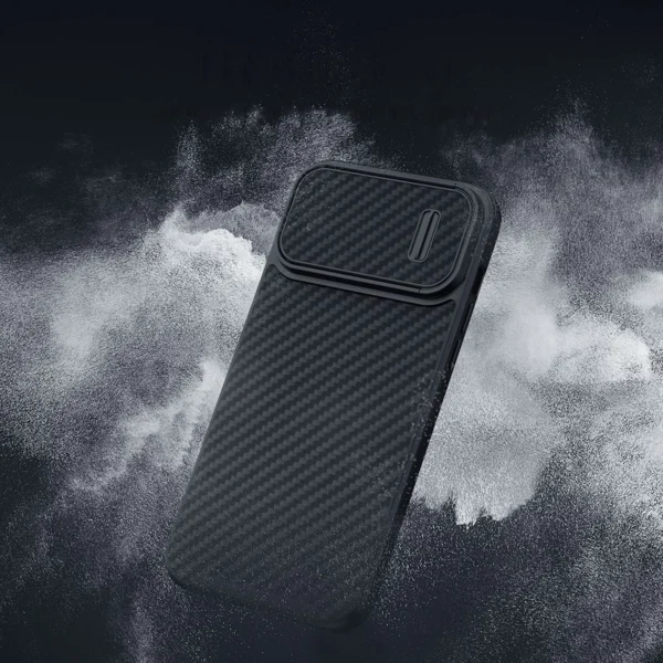 Nillkin Synthetic Fiber S Case iPhone 14 Plus case with camera cover, blackeng