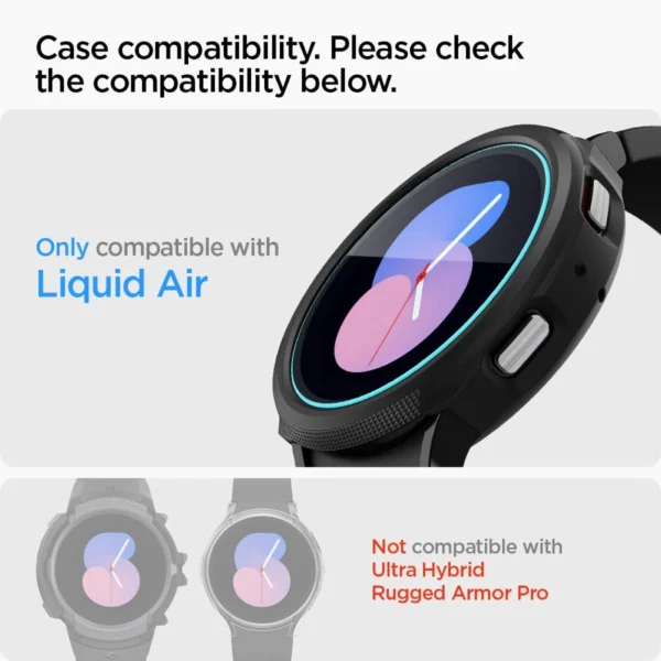Spigen Glas.tR EZ Fit tempered glass for Samsung Galaxy Watch 4 / 5 (40 mm) - 2 pcs.eng