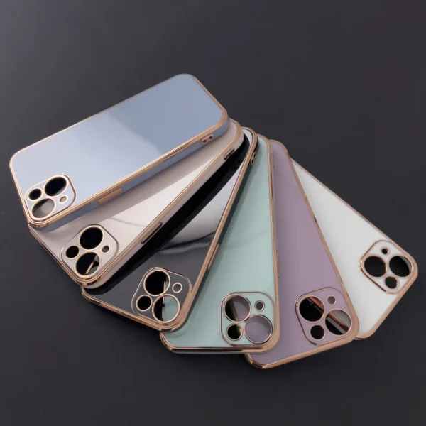 Lighting Color Case for Samsung Galaxy A73 5G Gold Frame Gel Cover Blueeng