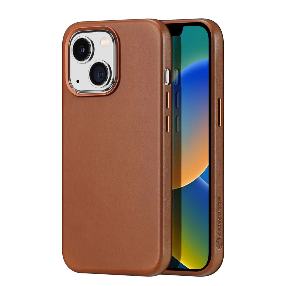 Dux Ducis Naples case for iPhone 14 magnetic leather case MagSafe browneng