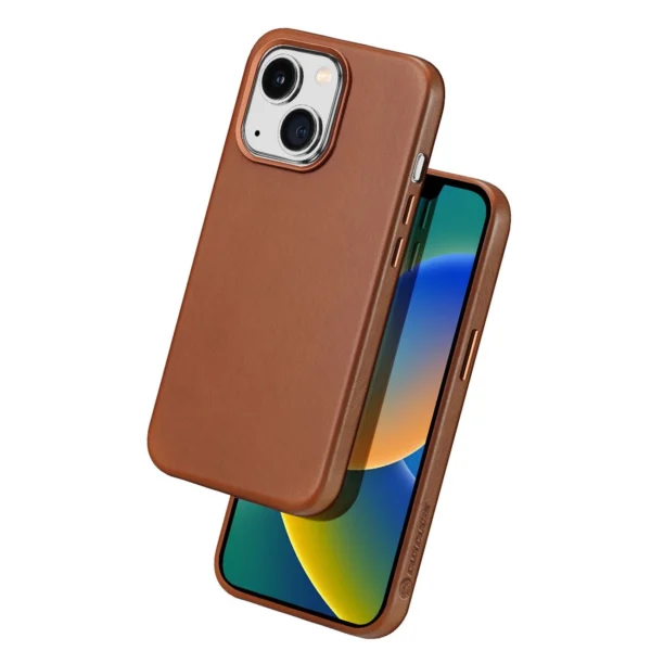 Dux Ducis Naples case for iPhone 14 magnetic leather case MagSafe browneng
