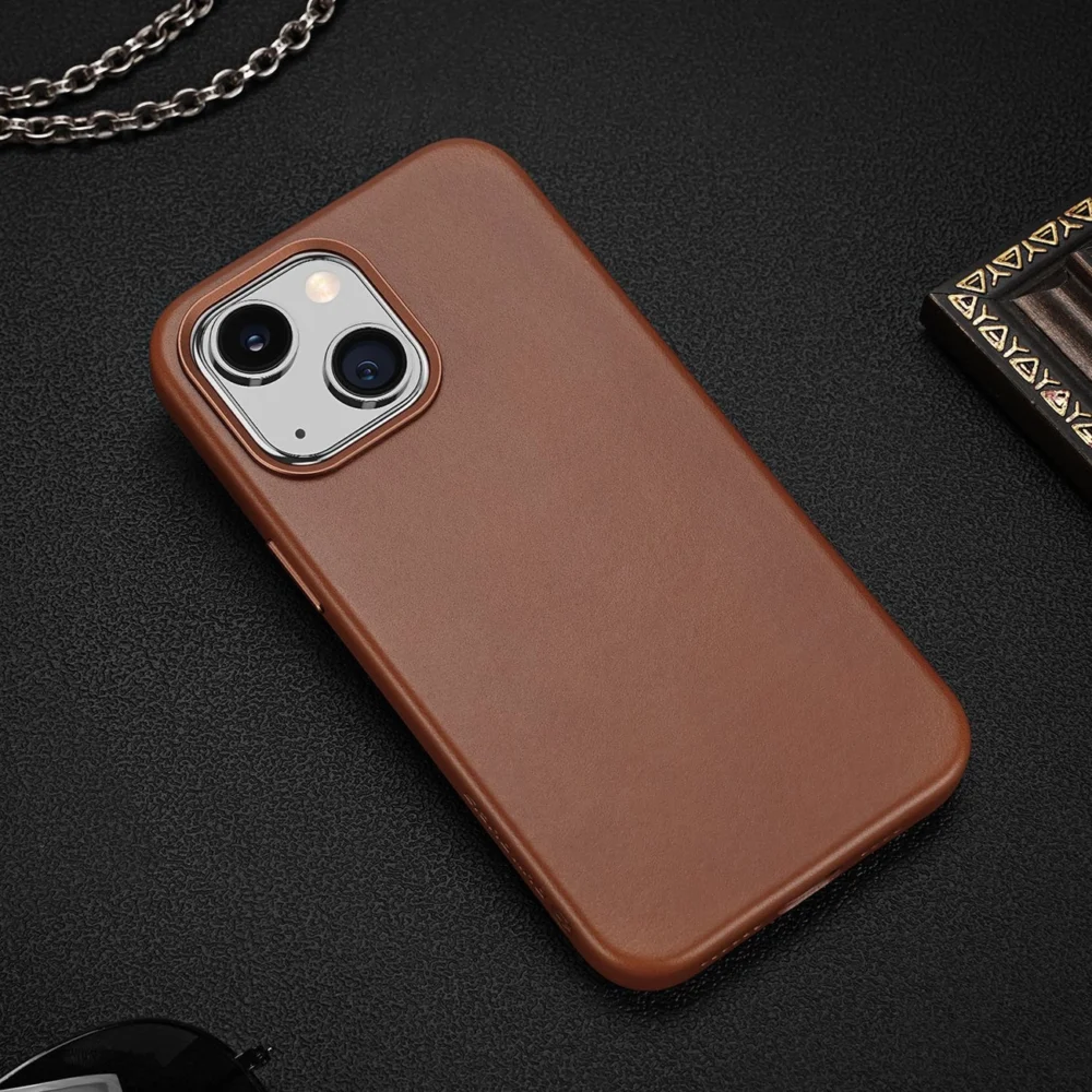 Dux Ducis Naples case for iPhone 14 magnetic leather case MagSafe browneng