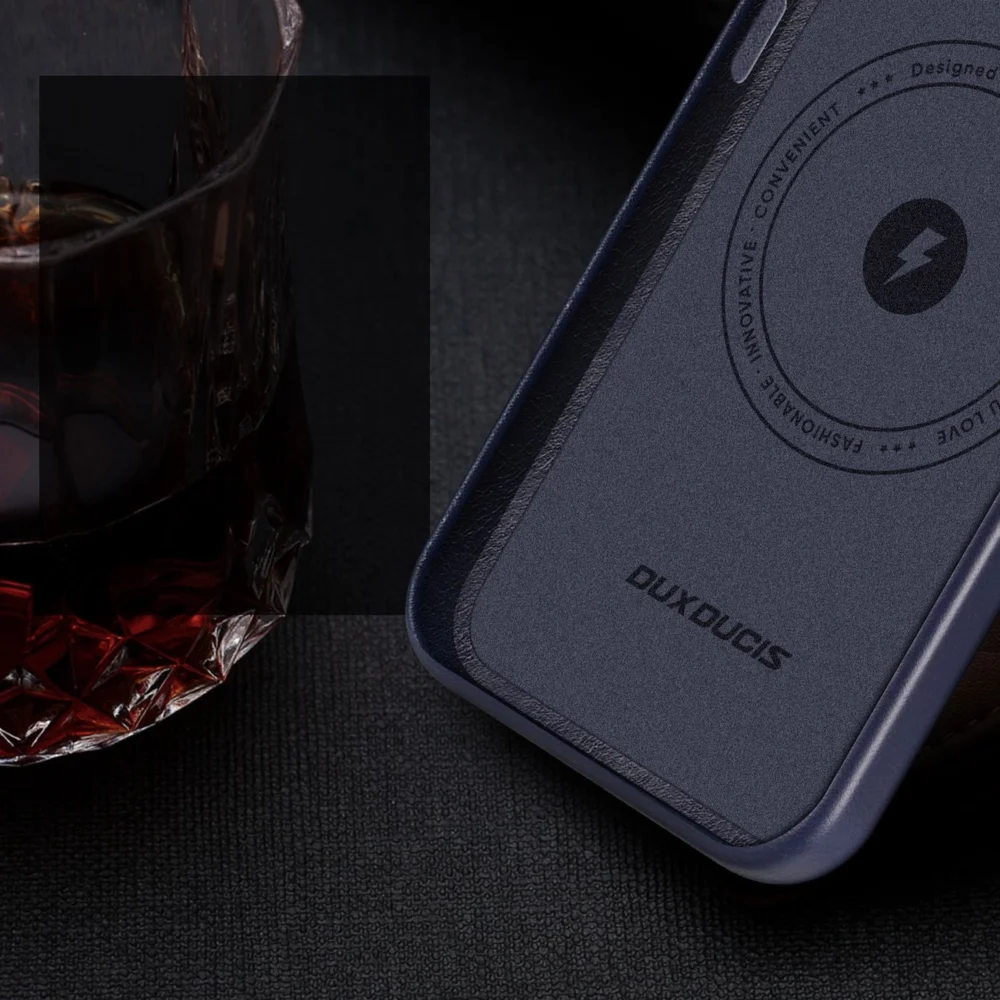 Dux Ducis Naples case for iPhone 14 magnetic leather case MagSafe blueeng