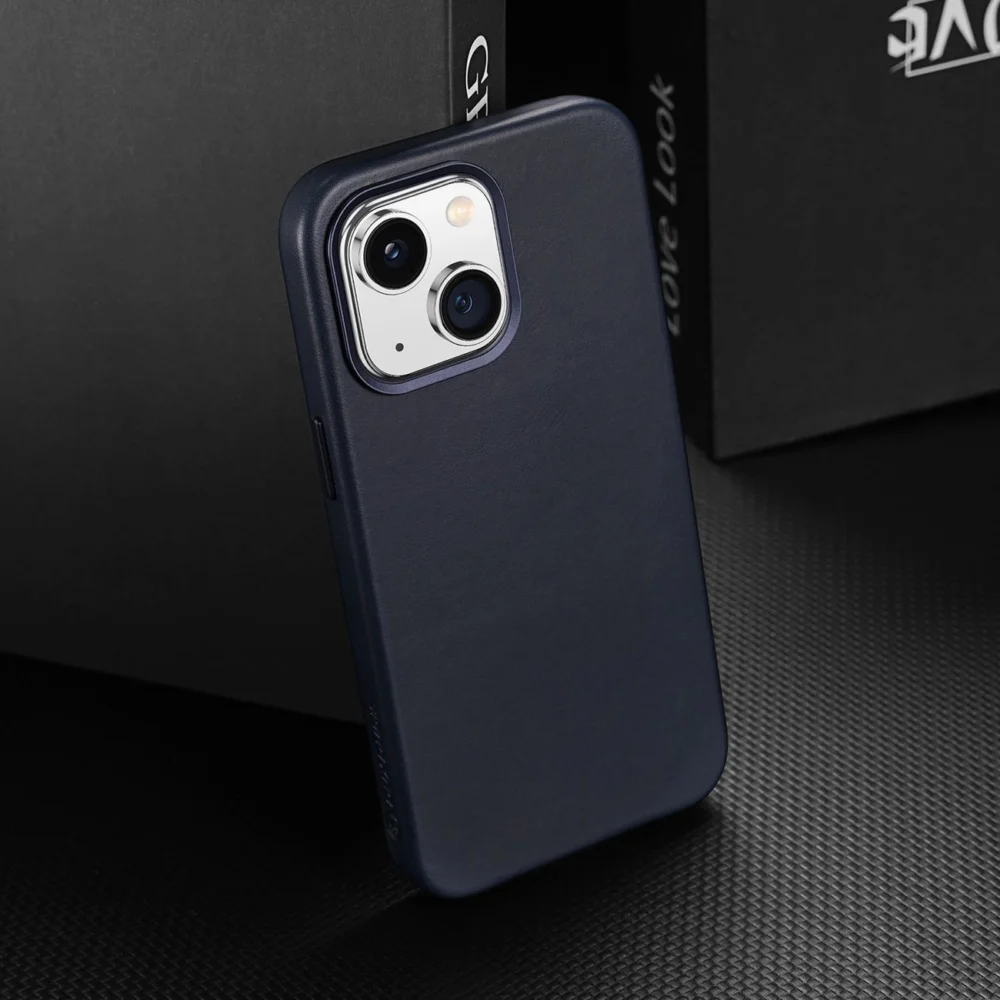 Dux Ducis Naples case for iPhone 14 magnetic leather case MagSafe blueeng