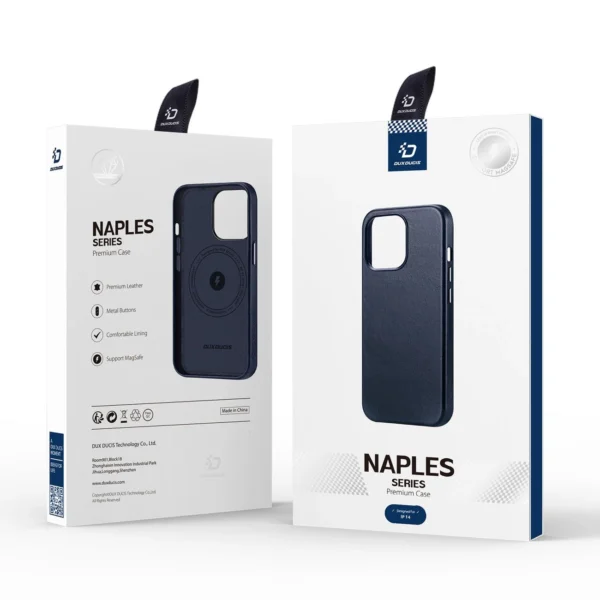 Dux Ducis Naples case for iPhone 14 magnetic leather case MagSafe blueeng
