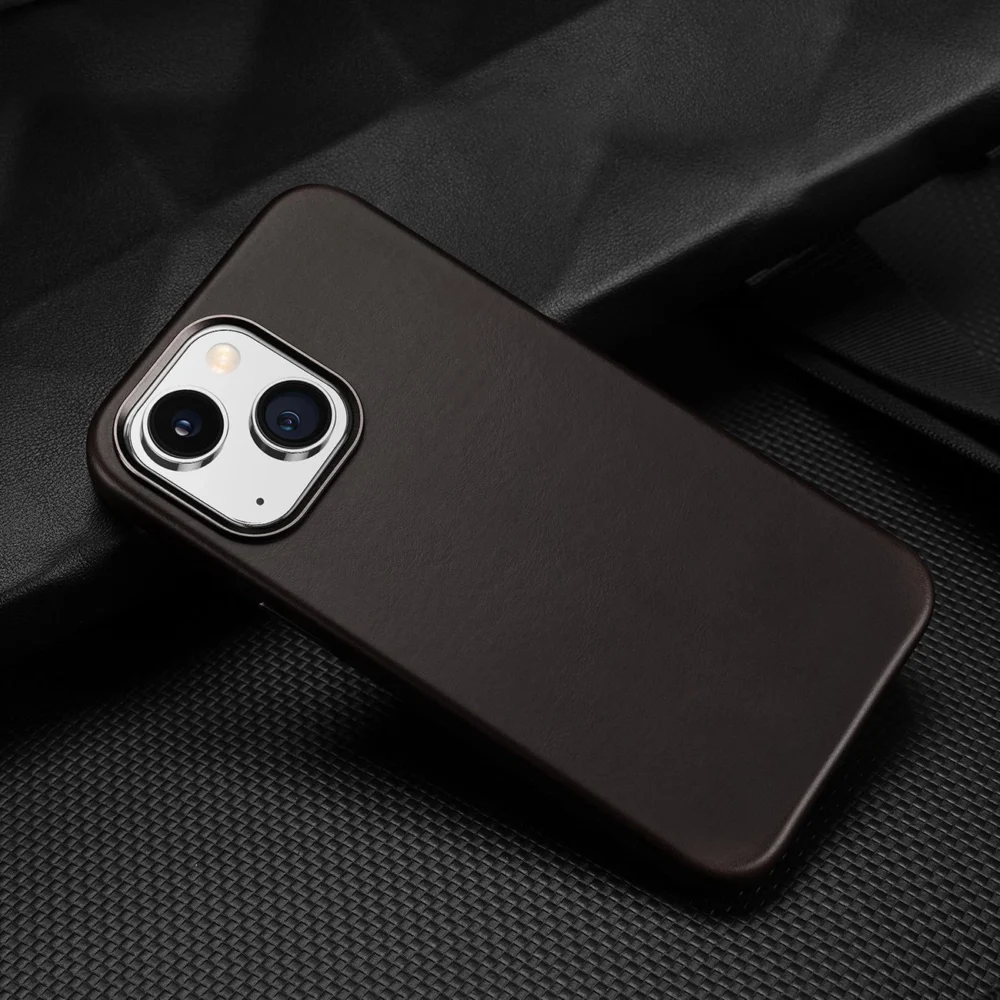 Dux Ducis Naples Case for iPhone 14 Leather Cover (MagSafe Compatible) Dark Browneng