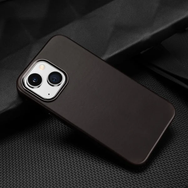 Dux Ducis Naples Case for iPhone 14 Leather Cover (MagSafe Compatible) Dark Browneng