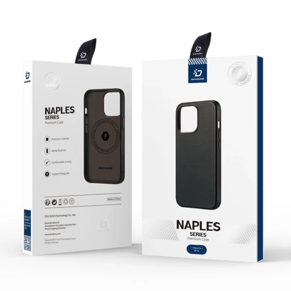 Dux Ducis Naples Case for iPhone 14 Leather Cover (MagSafe Compatible) Dark Browneng