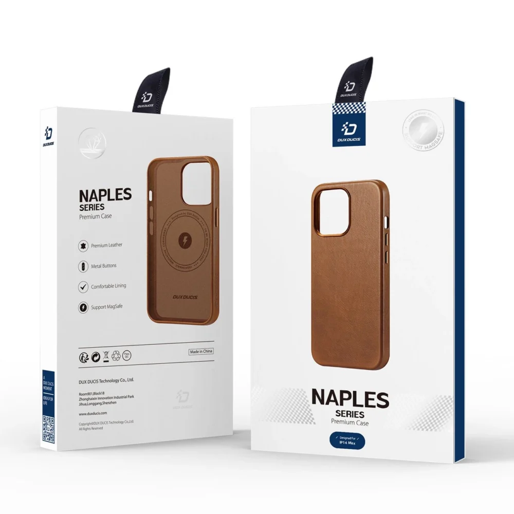 Dux Ducis Naples iPhone 14 Plus case magnetic leather MagSafe case browneng