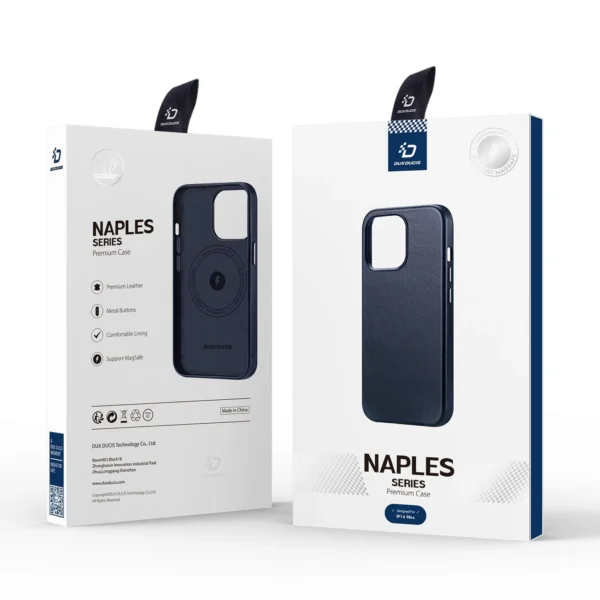Dux Ducis Naples case for iPhone 14 Plus magnetic leather case MagSafe blueeng