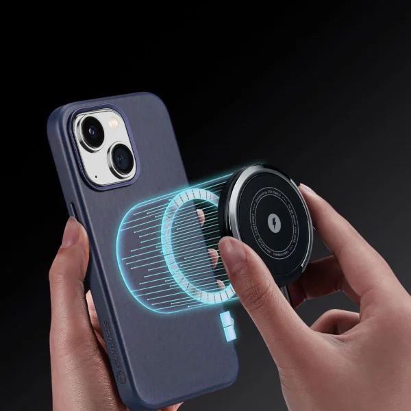 Dux Ducis Naples case for iPhone 14 Plus magnetic leather case MagSafe blueeng