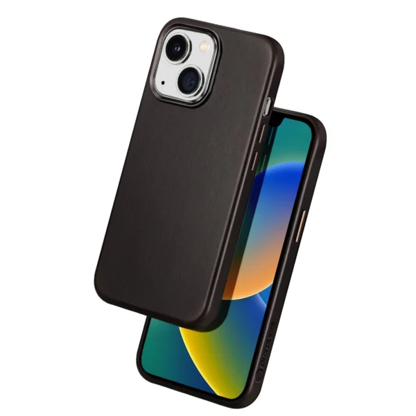 Dux Ducis Naples Case for iPhone 14 Plus Leather Cover (MagSafe Compatible) Dark Browneng