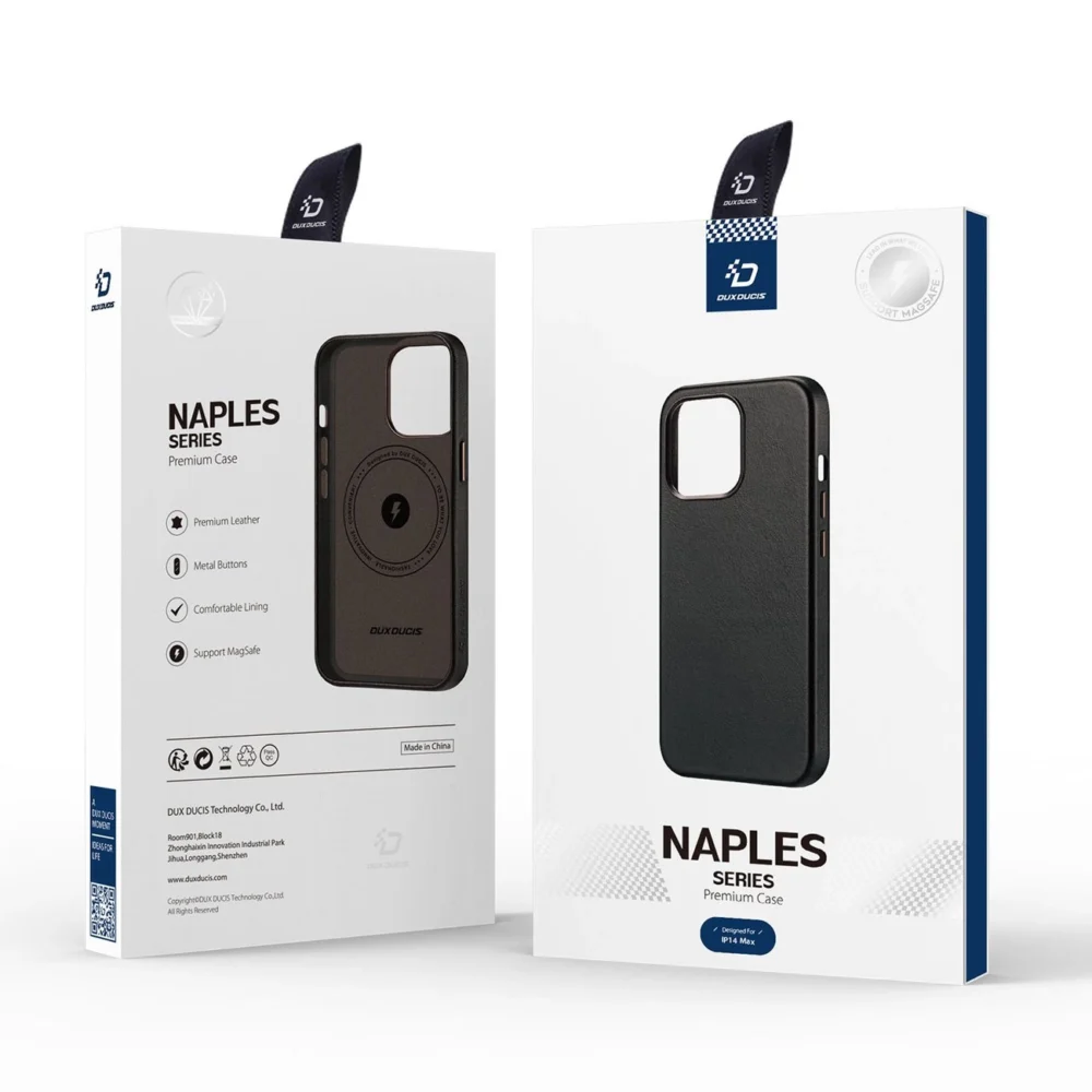 Dux Ducis Naples Case for iPhone 14 Plus Leather Cover (MagSafe Compatible) Dark Browneng