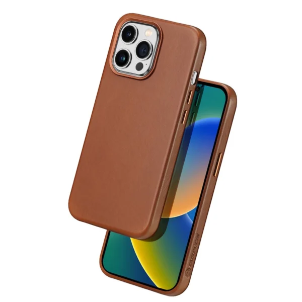 Dux Ducis Naples iPhone 14 Pro case magnetic leather MagSafe case browneng
