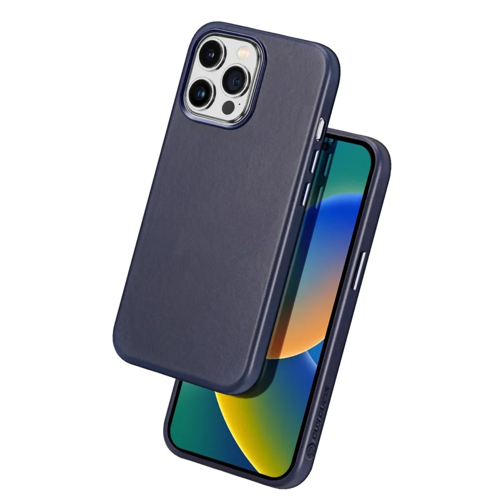 Dux Ducis Naples case for iPhone 14 Pro magnetic leather case MagSafe blueeng