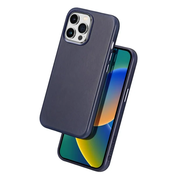 Dux Ducis Naples case for iPhone 14 Pro magnetic leather case MagSafe blueeng