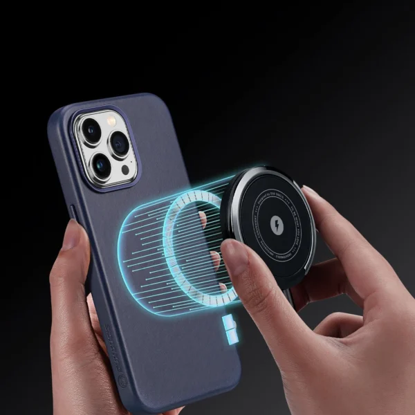 Dux Ducis Naples case for iPhone 14 Pro magnetic leather case MagSafe blueeng