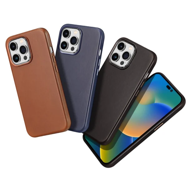 Dux Ducis Naples Case for iPhone 14 Pro Leather Cover (MagSafe Compatible) Dark Browneng