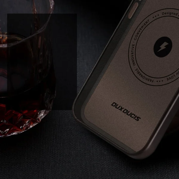 Dux Ducis Naples Case for iPhone 14 Pro Leather Cover (MagSafe Compatible) Dark Browneng