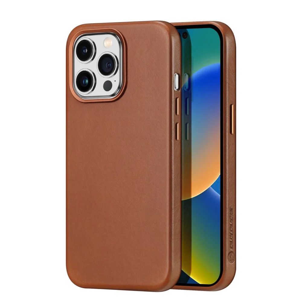 Dux Ducis Naples case iPhone 14 Pro Max magnetic leather MagSafe cover browneng