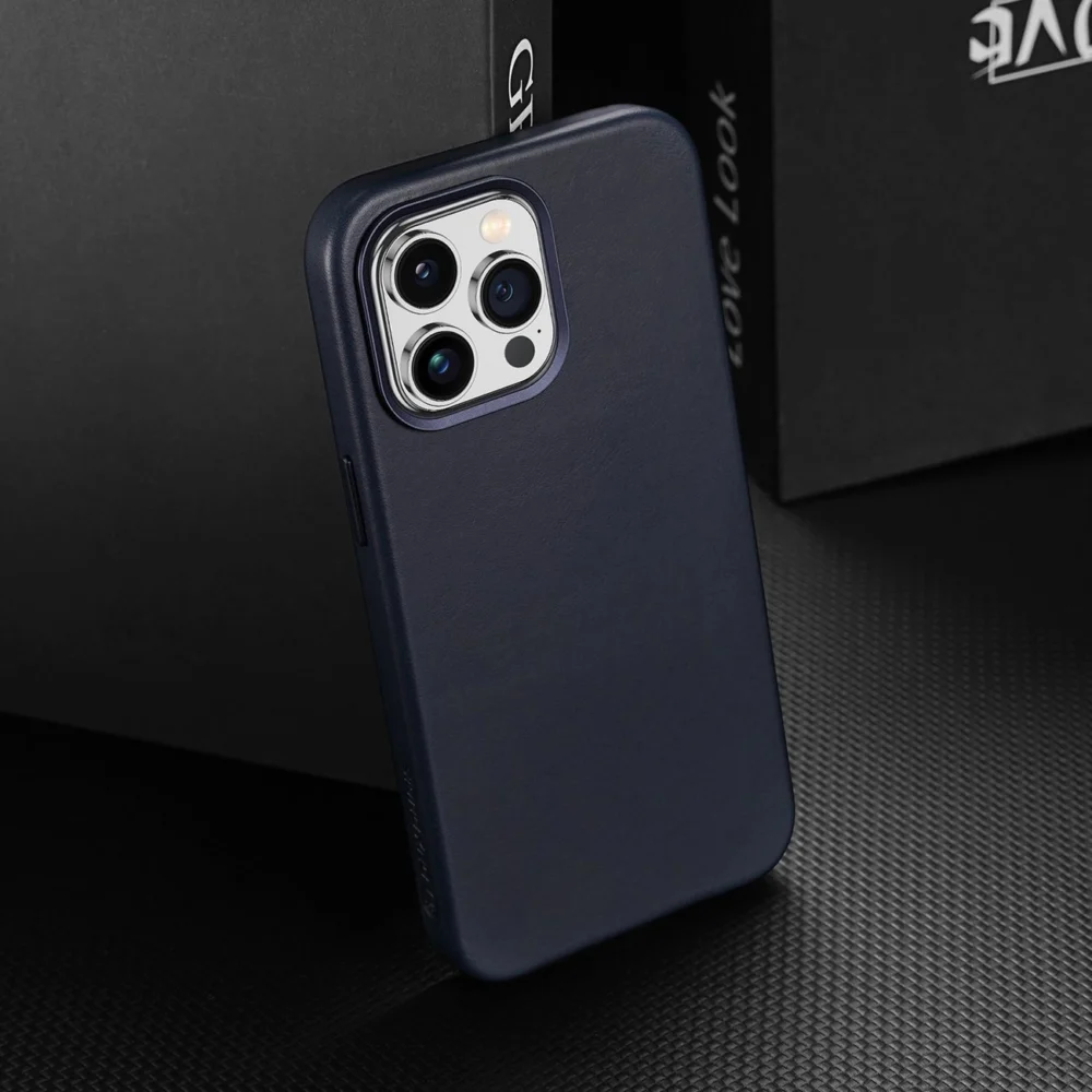 Dux Ducis Naples case iPhone 14 Pro Max magnetic leather case MagSafe blueeng