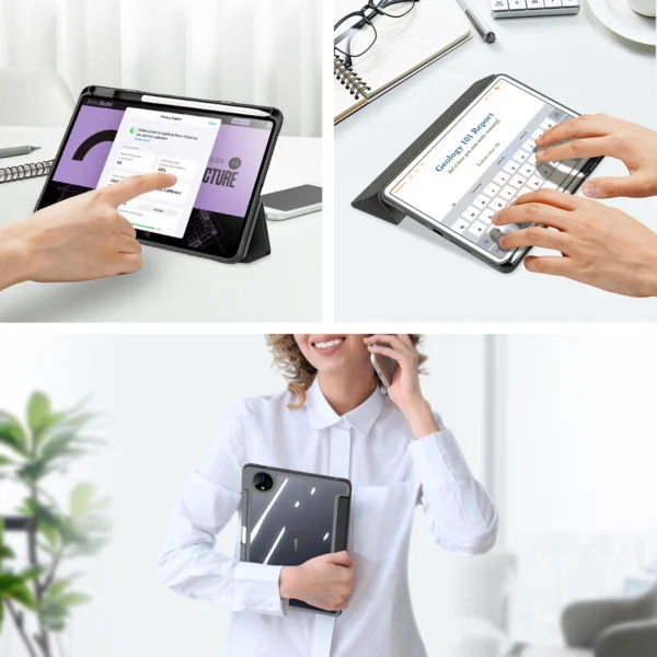 Dux Ducis Toby Case for Huawei MatePad Pro 11'' (2022) Cover with S Pen Pen Smart Cover Stand Blackeng
