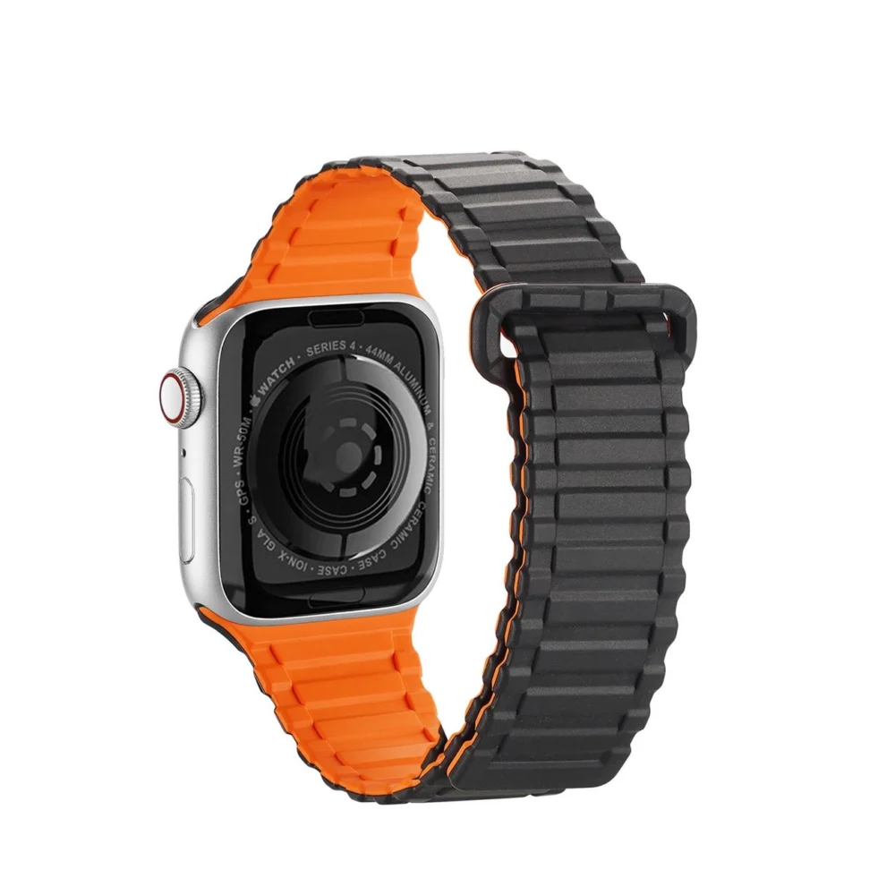 Dux Ducis Strap (Armor Version) Strap Apple Watch Ultra, SE, 9, 8, 7, 6, 5, 4, 3, 2, 1 (49, 45, 44, 42 mm) Silicone Magnetic Band Bracelet Black/Orangeeng