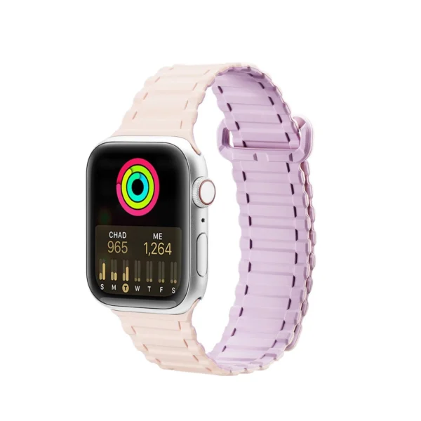 Dux Ducis Strap (Armor Version) Apple Watch Ultra, SE, 9, 8, 7, 6, 5, 4, 3, 2, 1 (49, 45, 44, 42 mm) Silicone Magnetic Band Bracelet Pink Purpleeng