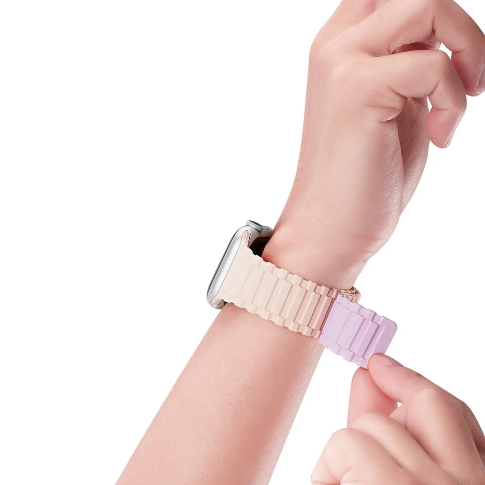 Dux Ducis Strap (Armor Version) Apple Watch Ultra, SE, 9, 8, 7, 6, 5, 4, 3, 2, 1 (49, 45, 44, 42 mm) Silicone Magnetic Band Bracelet Pink Purpleeng