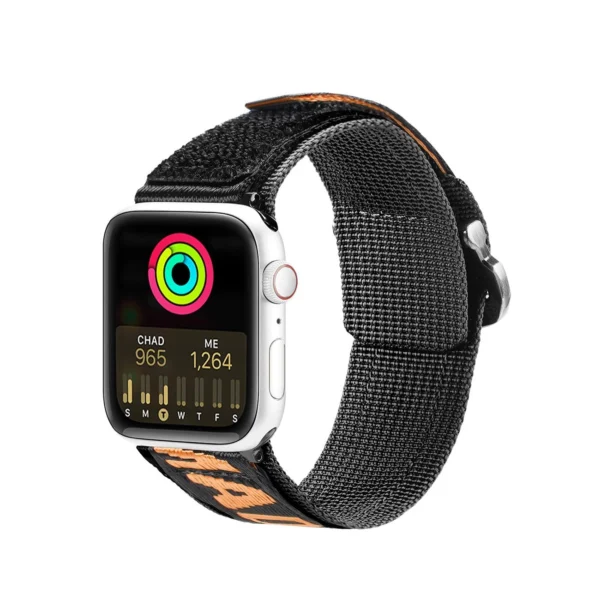 Dux Ducis Strap (Outdoor Version) Apple Watch Ultra Strap, SE, 9, 8, 7, 6, 5, 4, 3, 2, 1 (49, 45, 44, 42 mm) Nylon Band Bracelet Black and Orangeeng
