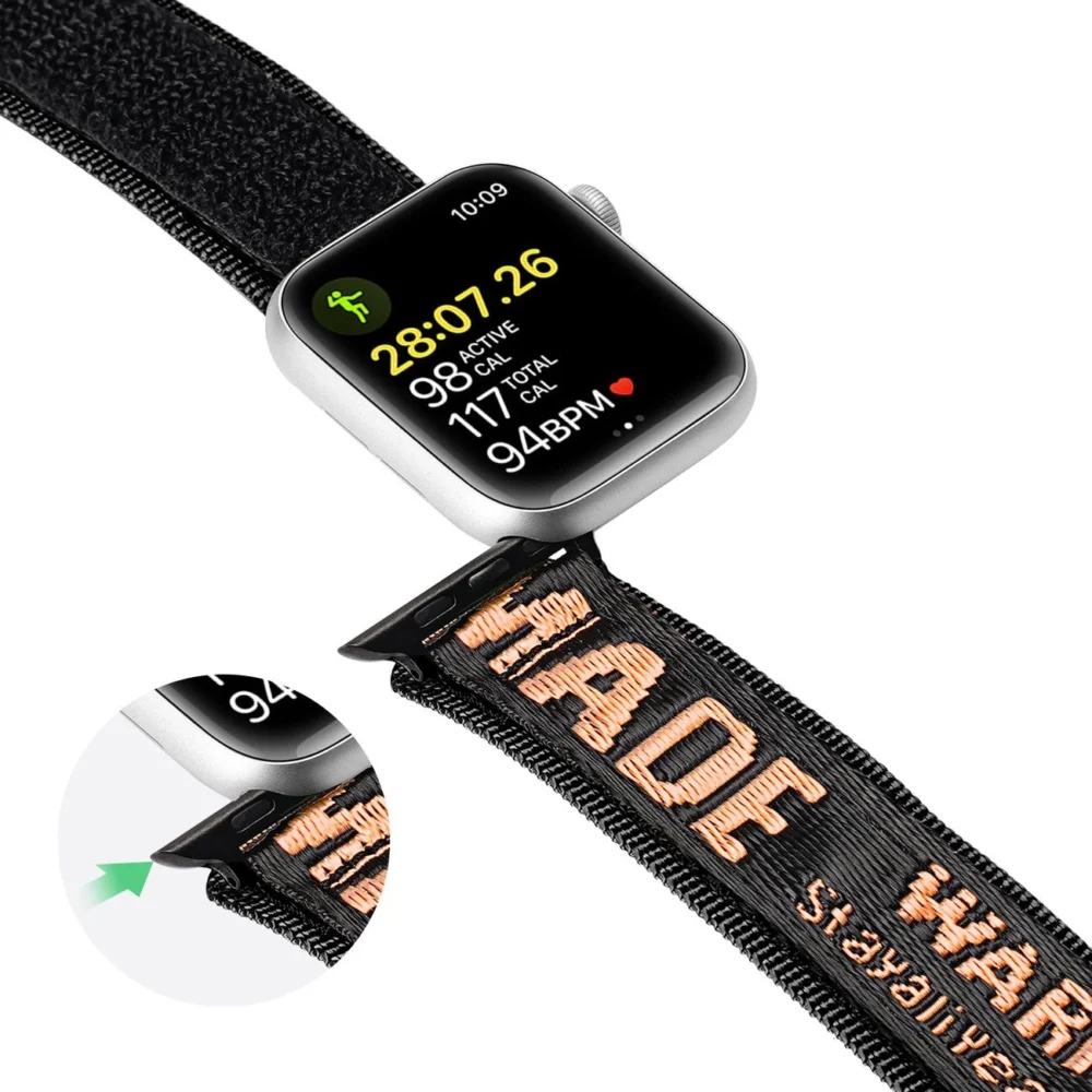 Dux Ducis Strap (Outdoor Version) Apple Watch Ultra Strap, SE, 9, 8, 7, 6, 5, 4, 3, 2, 1 (49, 45, 44, 42 mm) Nylon Band Bracelet Black and Orangeeng