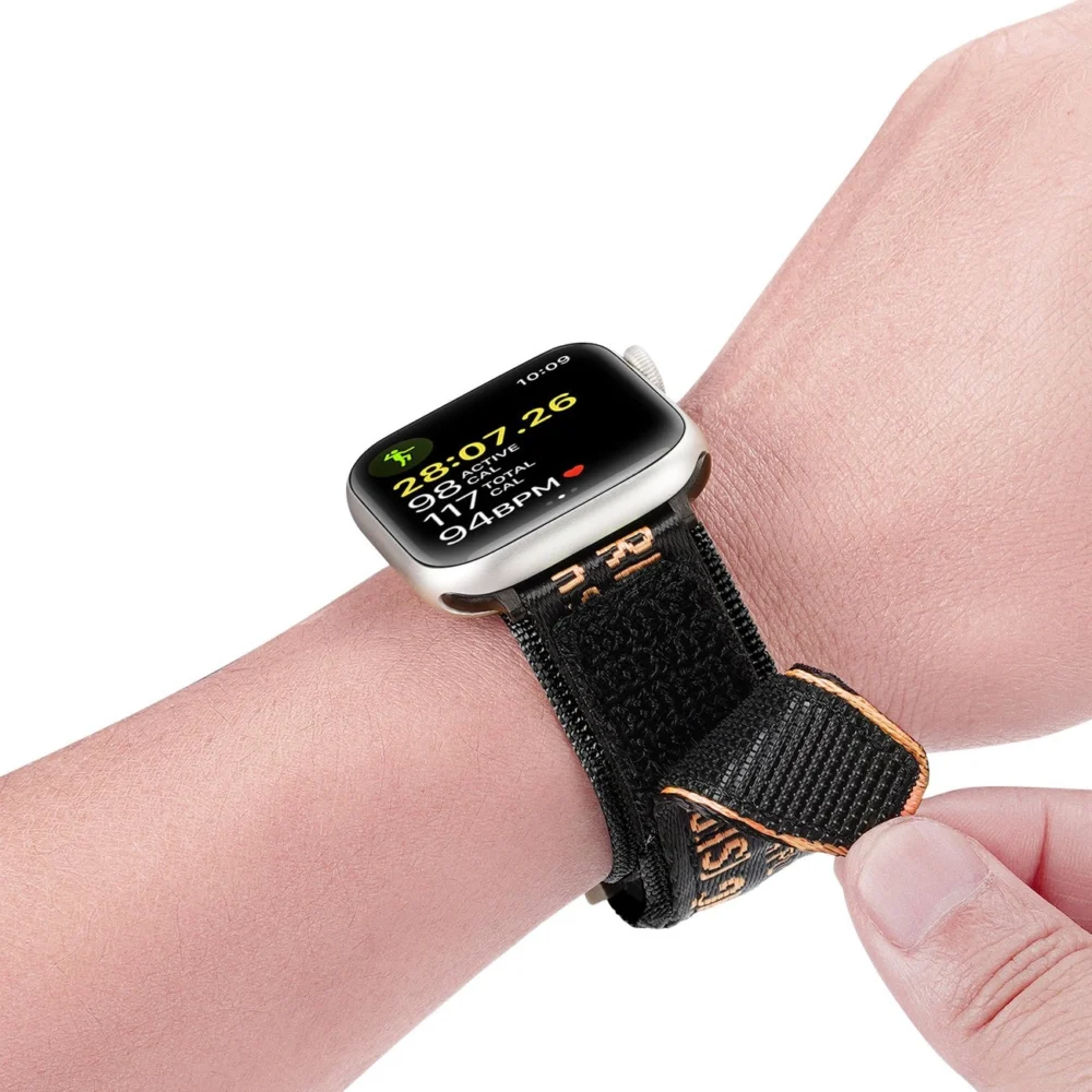 Dux Ducis Strap (Outdoor Version) Apple Watch Ultra Strap, SE, 9, 8, 7, 6, 5, 4, 3, 2, 1 (49, 45, 44, 42 mm) Nylon Band Bracelet Black and Orangeeng