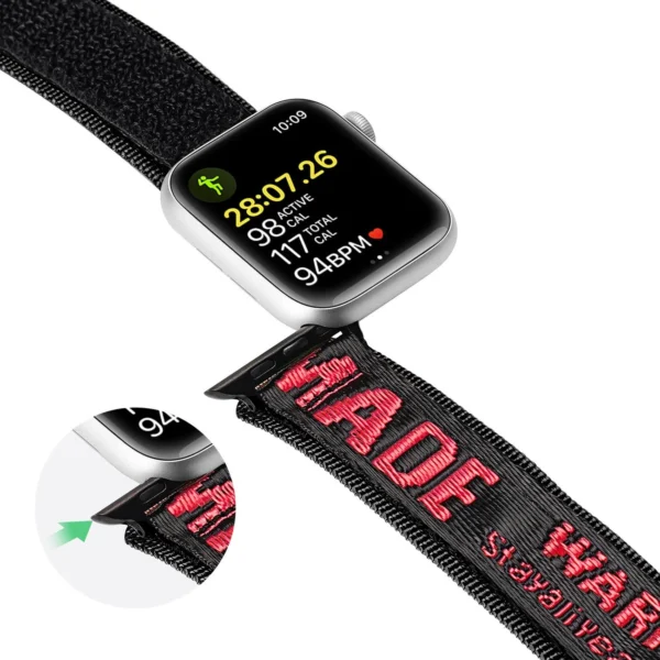 Dux Ducis Strap (Outdoor Version) Apple Watch Ultra Strap, SE, 9, 8, 7, 6, 5, 4, 3, 2, 1 (49, 45, 44, 42 mm) Nylon Band Bracelet Black and Redeng