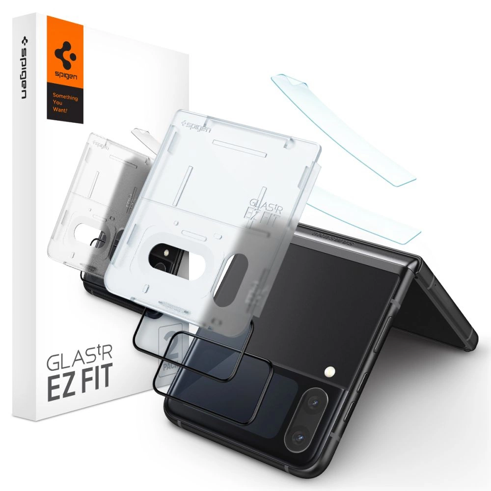 Spigen Glas.tR EZ Fit FC Tempered Glass with Hinge Film for Samsung Galaxy Z Flip 4 - Black 2 pcs.eng