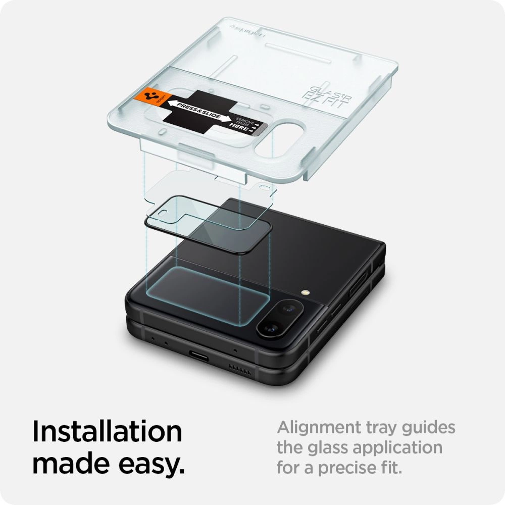 Spigen Glas.tR EZ Fit FC Tempered Glass with Hinge Film for Samsung Galaxy Z Flip 4 - Black 2 pcs.eng