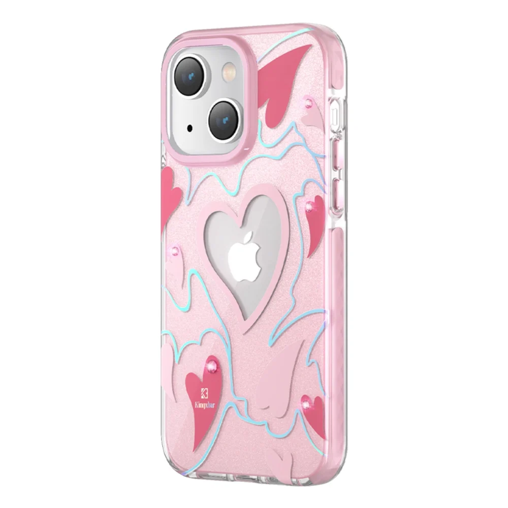Kingxbar Heart Star Series case for iPhone 14 Plus pink heart caseeng