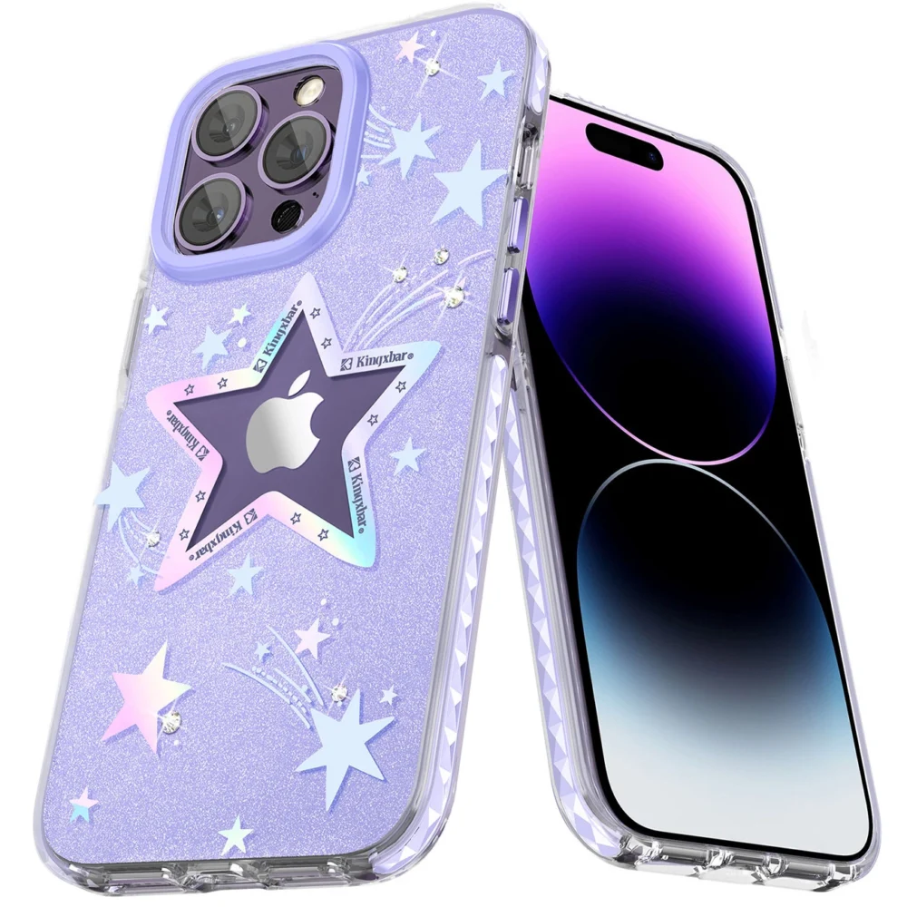 Kingxbar Heart Star Series case for iPhone 14 Plus purple star caseeng