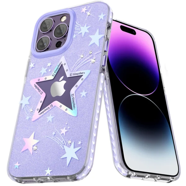 Kingxbar Heart Star Series case for iPhone 14 Plus purple star caseeng