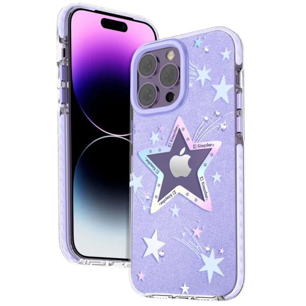 Kingxbar Heart Star Series case for iPhone 14 Plus purple star caseeng