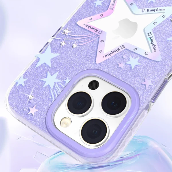 Kingxbar Heart Star Series case for iPhone 14 Plus purple star caseeng