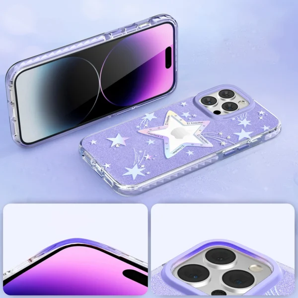 Kingxbar Heart Star Series case for iPhone 14 Plus purple star caseeng