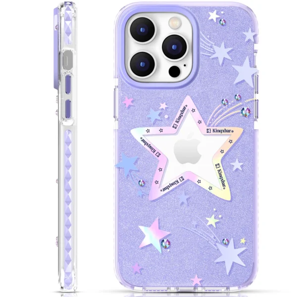 Kingxbar Heart Star Series case for iPhone 14 Plus purple star caseeng